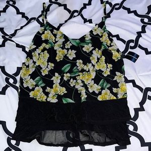 INC Black w/ Floral Tank Top